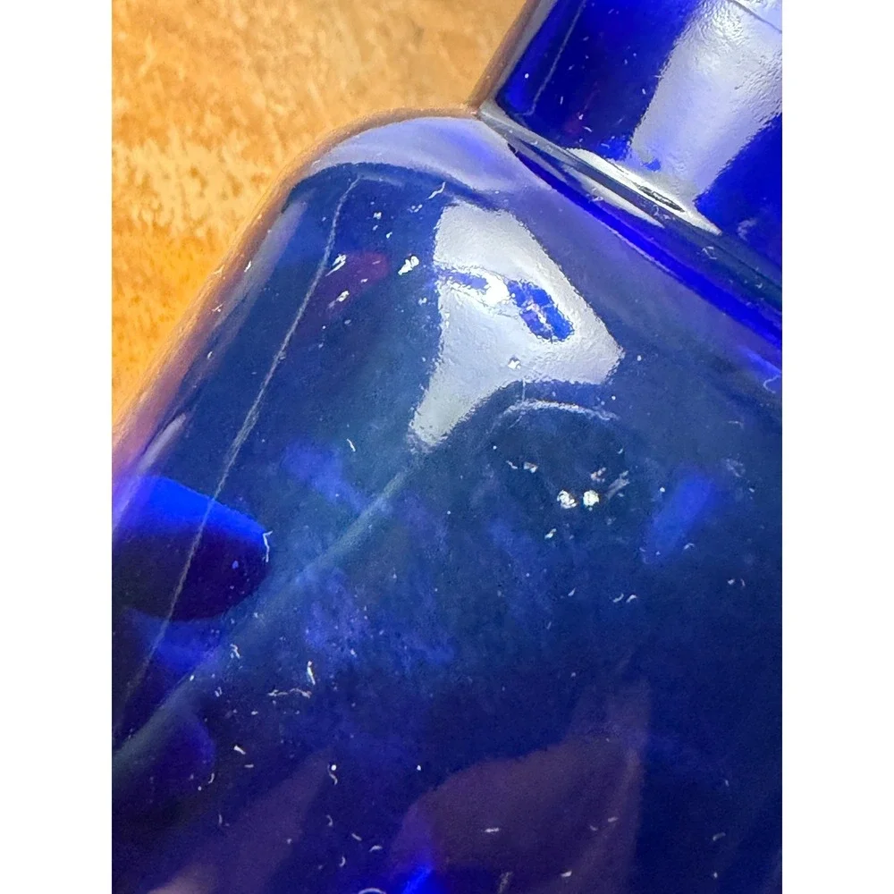 Vintage Glass Apothecary Jar Cobalt Blue Belgium Bubble Top